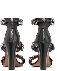 Sandales en cuir ornées noires Givenchy