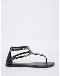 Sandales en cuir ornées noires Asos