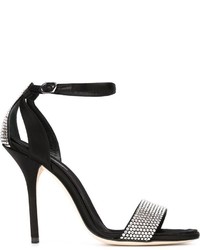 Sandales en cuir ornées noires Dolce & Gabbana