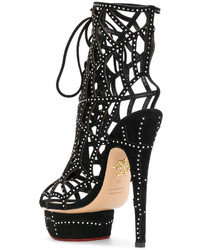 Sandales en cuir ornées noires Charlotte Olympia