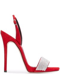 Sandales en cuir ornées rouges Giuseppe Zanotti Design