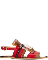 Sandales en cuir ornées rouges Rupert Sanderson