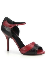 Sandales en cuir rouge et noir