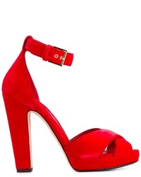Sandales en cuir rouges Alexander McQueen