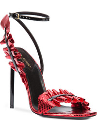 Sandales en cuir rouges Saint Laurent