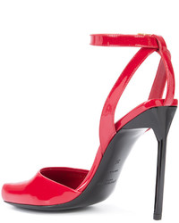 Sandales en cuir rouges Saint Laurent