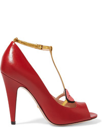 Sandales en cuir rouges Gucci