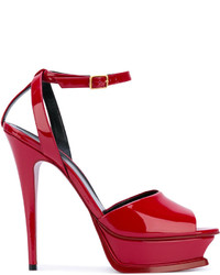 Sandales en cuir rouges Saint Laurent