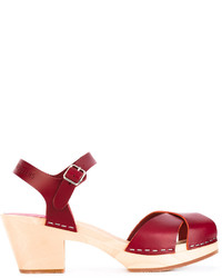 Sandales en cuir rouges Swedish Hasbeens