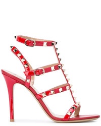 Sandales en cuir rouges Valentino