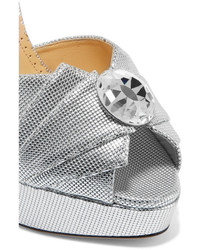 Sandales en cuir texturées argentées Charlotte Olympia