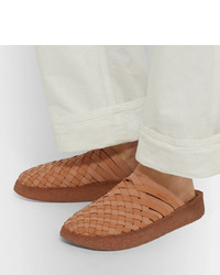 Sandales en cuir tressées marron clair Malibu