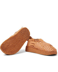 Sandales en cuir tressées marron clair Malibu