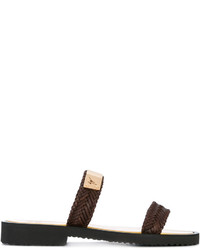 Sandales en cuir tressées marron foncé Giuseppe Zanotti Design