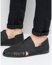 Sandales en cuir tressées noires Asos