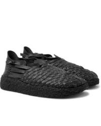 Sandales en cuir tressées noires Malibu