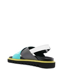 Sandales en cuir turquoise Moschino