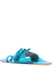 Sandales en cuir turquoise Figue