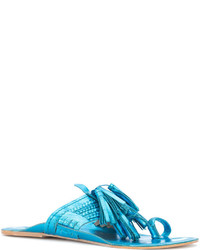 Sandales en cuir turquoise Figue