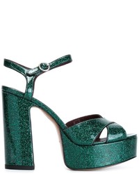 Sandales en cuir vert foncé Marc Jacobs