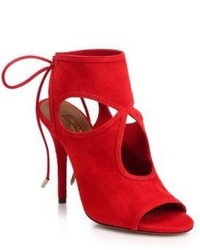 Sandales en daim découpées rouges