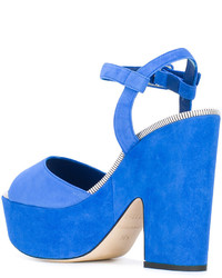 Sandales en daim épaisses bleues Le Silla