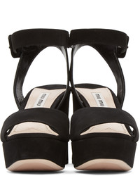 Sandales en daim noires Miu Miu