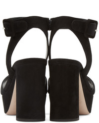 Sandales en daim noires Miu Miu