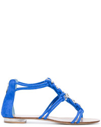 Sandales en daim ornées bleues Le Silla