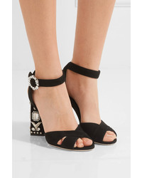 Sandales en daim ornées noires Dolce & Gabbana
