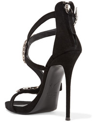 Sandales en daim ornées noires Giuseppe Zanotti