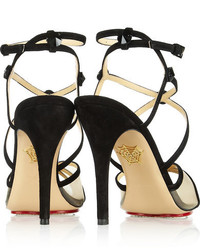 Sandales en daim ornées noires Charlotte Olympia