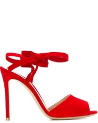 Sandales en daim rouges Gianvito Rossi