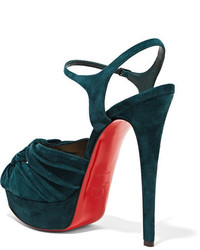 Sandales en daim vert foncé Christian Louboutin