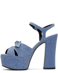 Sandales en denim bleues Saint Laurent