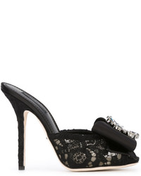 Sandales en dentelle ornées noires Dolce & Gabbana