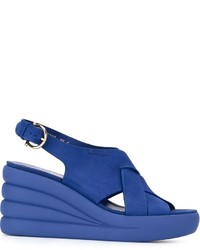Sandales en nubuck bleues Salvatore Ferragamo