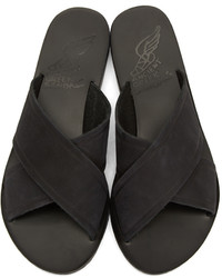 Sandales en nubuck noires Ancient Greek Sandals