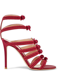 Sandales en satin brodées rouges Gianvito Rossi