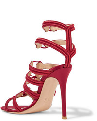 Sandales en satin brodées rouges Gianvito Rossi
