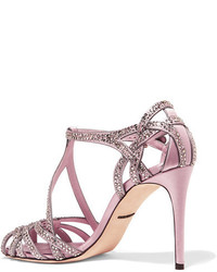 Sandales en satin ornées roses Dolce & Gabbana