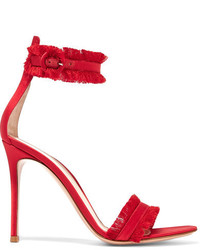 Sandales en satin rouges Gianvito Rossi