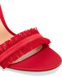 Sandales en satin rouges Gianvito Rossi