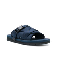 Sandales en toile bleu marine Prada
