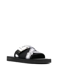 Sandales en toile noires et blanches Moschino