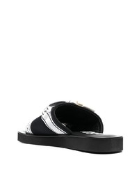 Sandales en toile noires et blanches Moschino