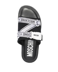 Sandales en toile noires et blanches Moschino