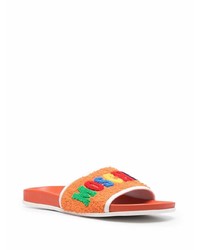 Sandales en toile orange Moschino