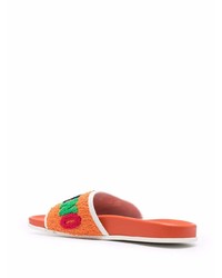 Sandales en toile orange Moschino