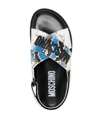 Sandales imprimées blanches Moschino